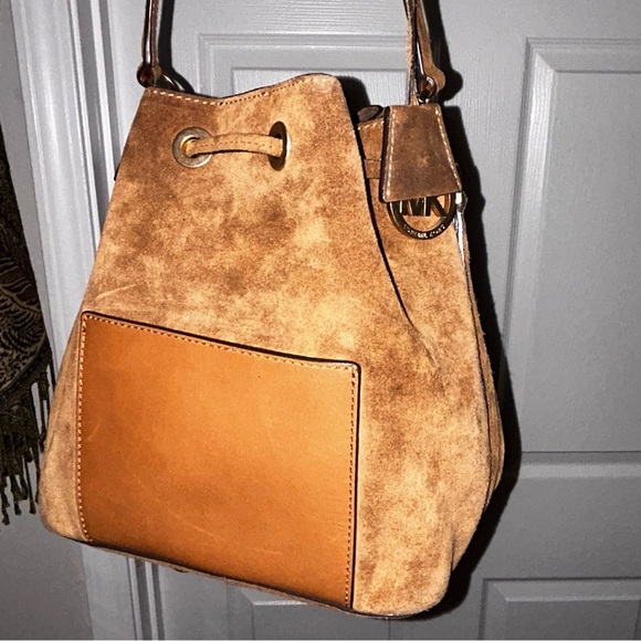 Michael Kors Suede Drawstring Bucket Bag - Picture 6 of 7